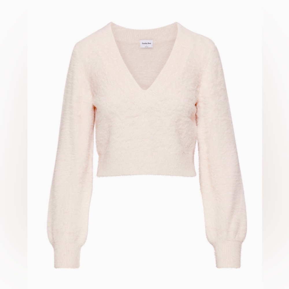 Aritzia Kitten V-Neck Light Pink Sweater 2XS